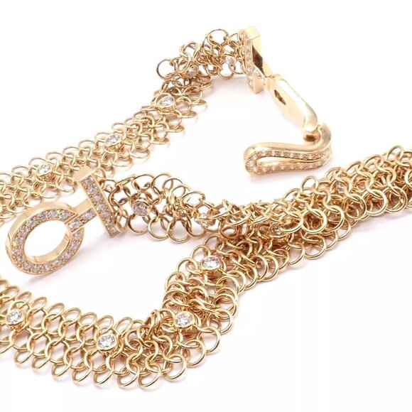 Authentic! Cartier Agrafe 18k Rose Gold Diamond Link Bracelet Size 17 Paper - Picture 8 of 12